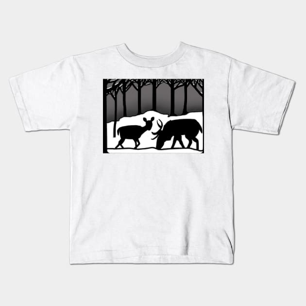 Snow Deer Kids T-Shirt by BlakCircleGirl